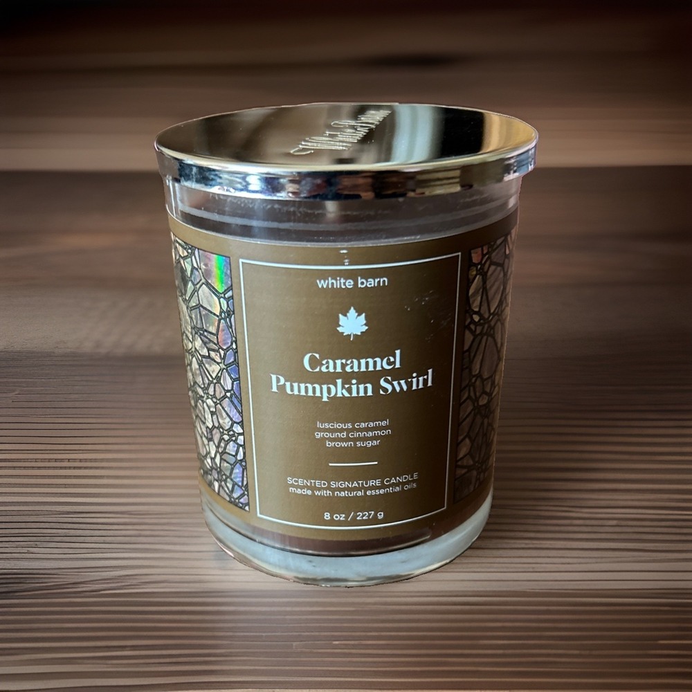 White Barn Caramel Pumpkin Swirl Candle 8 Oz Single Wick Candle New
